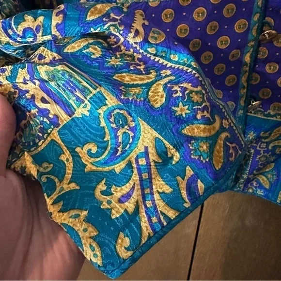 Adrianna Papell Vintage Silk Paisley Print Button-up Blazer Sz Large - Picture 6 of 10